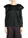 Issey Miyake Womens Black September Long-sleeve Knitted Top In Black