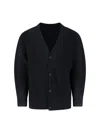 Issey Miyake Ribbed Texture V-neck Sweater With Long Sleeves In Black