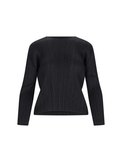 Issey Miyake Monthly Colors September Pleated Top In Black