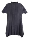Issey Miyake Monthly Colors:july Pleated Short-sleeve Tunic In Black