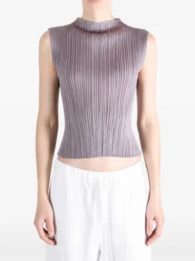 Issey Miyake Monthly Colours August Pleated Sleeveless Top In Black