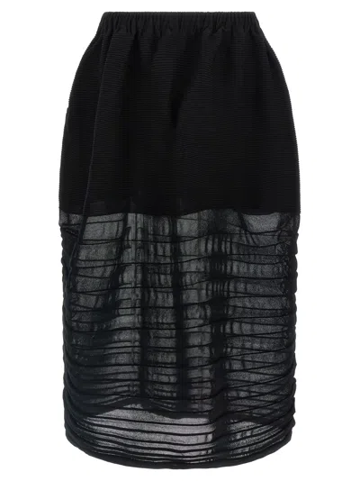 Issey Miyake Black December Moving Knit Midi Skirt