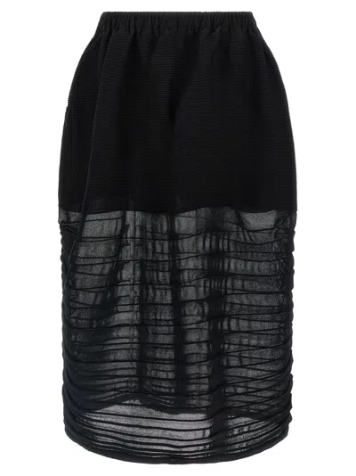 Issey Miyake Black December Moving Knit Midi Skirt
