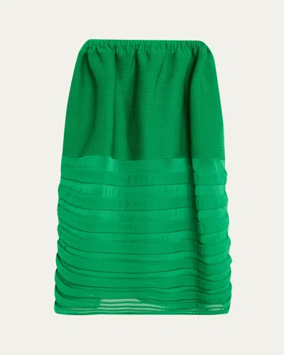 Issey Miyake Moving Sheer Knit Maxi Skirt In Green