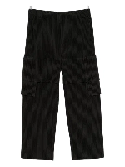 Issey Miyake Ns Coke Gray Multi-pocket Drawstring Knitted Trousers In Black