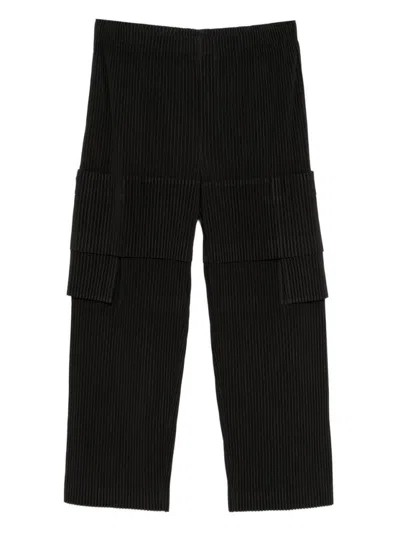 Issey Miyake Multi-pocket Trousers With Adjustable Waistband And Flap Pockets In Black