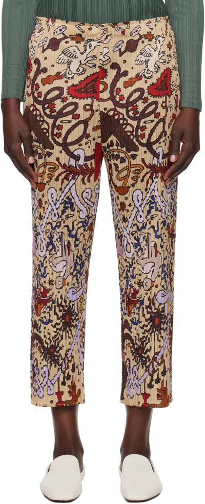 Issey Miyake Multicolor Interplanetary Trousers In 42 Greige