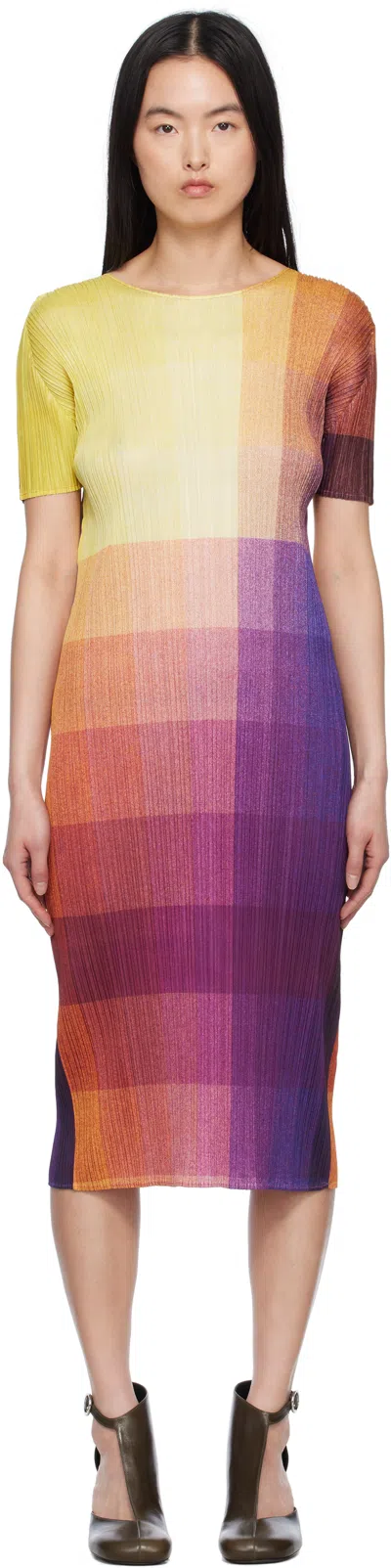 Issey Miyake Multicolor Photon Maxi Dress In 52 Yellow