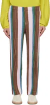Issey Miyake Multicolor Ronan Bouroullec Edition Rb_stripes 1 Trousers In 49-brown X Pink