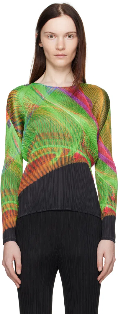 Issey Miyake Multicolor Spectrum Top In 59 Bright Green