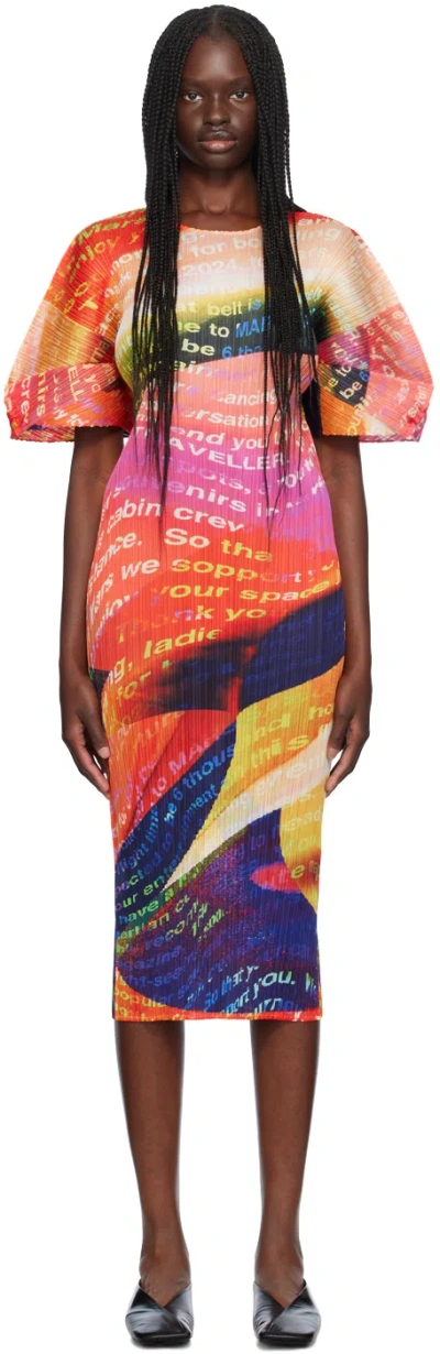 Issey Miyake Multicolor Voyager Midi Dress In Yellow