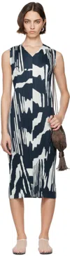 Issey Miyake Navy & Green Refraction Maxi Dress