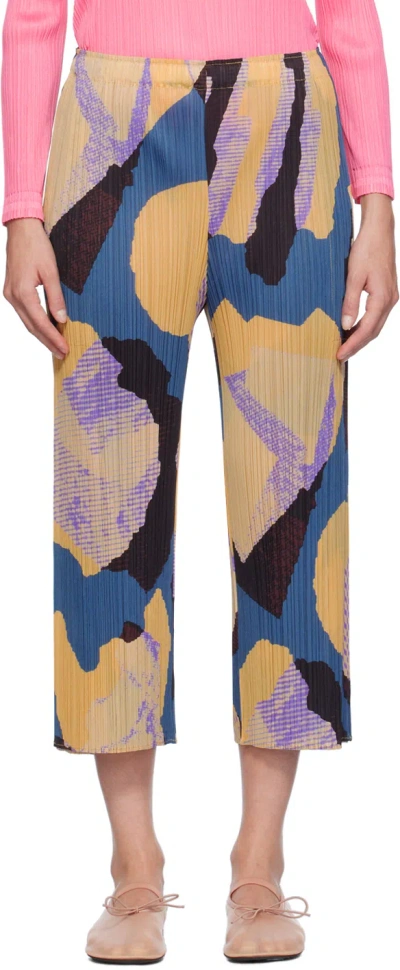 Issey Miyake Navy & Orange Meteorite Trousers In 78 Grayish Navy