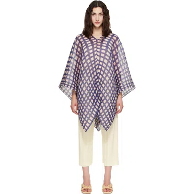 Issey Miyake Navy & Pink Basket Madame-t Scarf In Purple