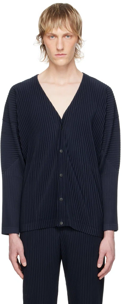 Issey Miyake Navy Basics Cardigan In 75-navy