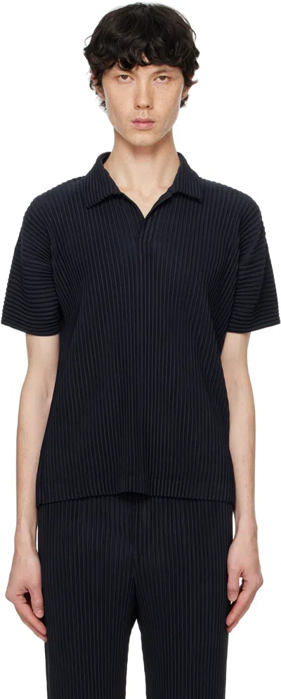 Issey Miyake Navy Basics Polo In 75-navy