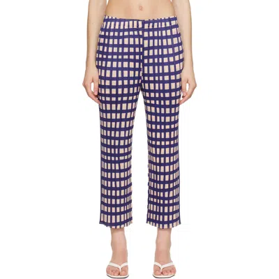 Issey Miyake Navy Basket Trousers In Blue