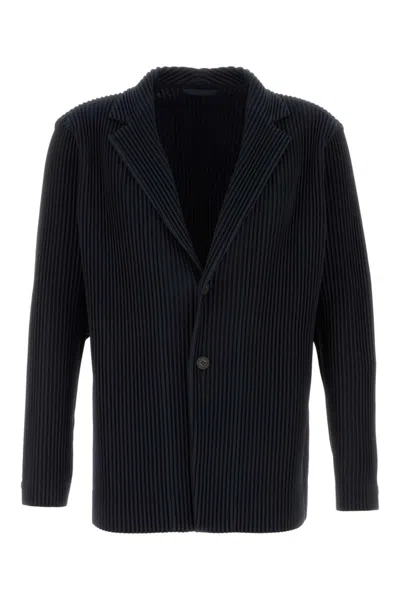 ISSEY MIYAKE NAVY BLUE POLYESTER BLAZER