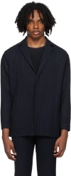 ISSEY MIYAKE NAVY BOX PLEATS ENSEMBLE BLAZER