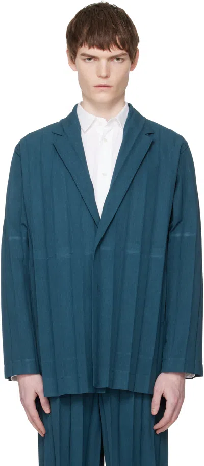 Issey Miyake Navy Edge Ensemble Blazer In Green