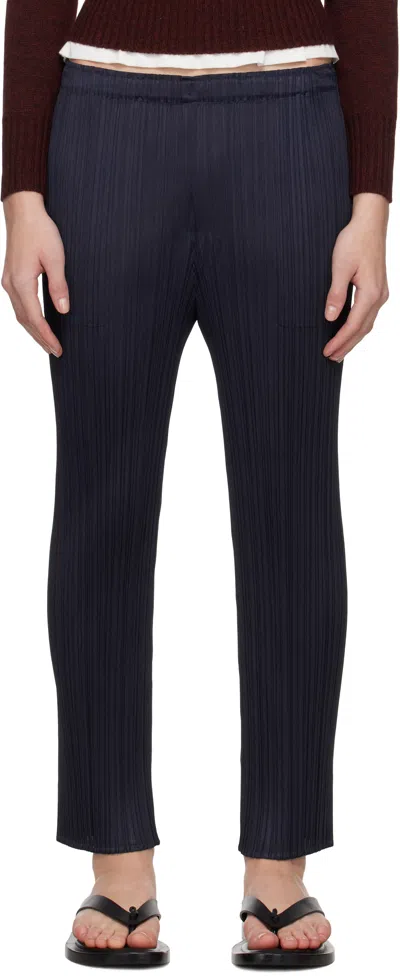 Issey Miyake Navy June New Colorful Basics 4 Trousers In Blue