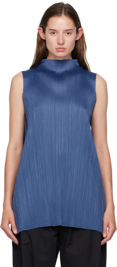 Issey Miyake Navy Lamp Shade Top In Blue
