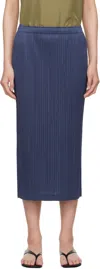 Issey Miyake Navy May Loop Bottoms Midi Skirt In Blue