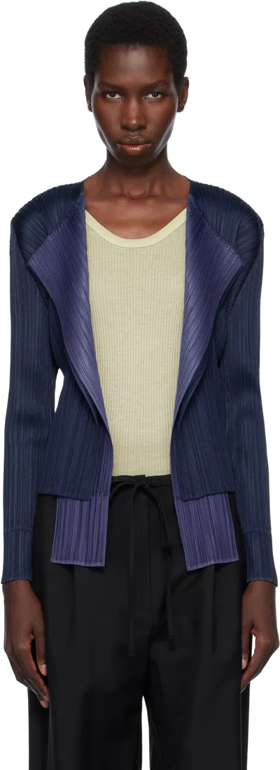 Issey Miyake Navy Merry Bicolor Cardigan In 75 Navy