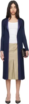Issey Miyake Navy Merry Bicolor Coat In 75 Navy