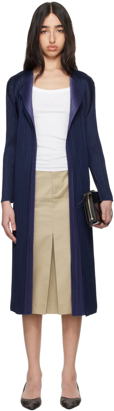 Issey Miyake Navy Merry Bicolor Coat In 75 Navy