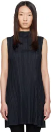 Issey Miyake Navy Mid-april Mellow Pleats Tunic In Animal Print