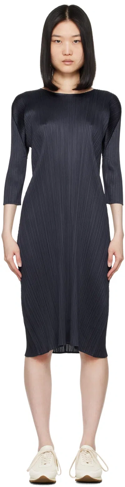 Issey Miyake Navy Monthly Colors June Midi Dress In 78 Dark Navy