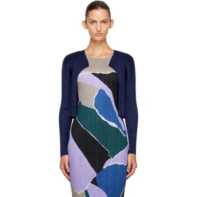 Issey Miyake Navy Monthly Colors September Cardigan In 76-navy Blue