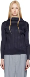 Issey Miyake Navy New Colorful Basics 4 Top