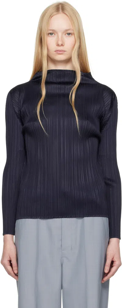 Issey Miyake Navy New Colorful Basics 4 Top