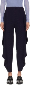 ISSEY MIYAKE NAVY ORBICULAR PLEATS TROUSERS