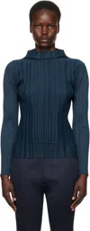 Issey Miyake Navy Soft Pleats Top In 79 Dark Navy