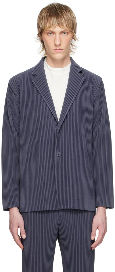 Issey Miyake Navy Tailored Pleats 2 Blazer In 76-blue Charcoal