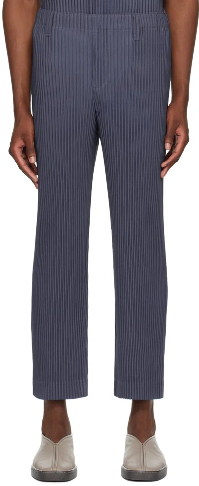 Issey Miyake Navy Tailored Pleats 2 Trousers In 76-blue Charcoal