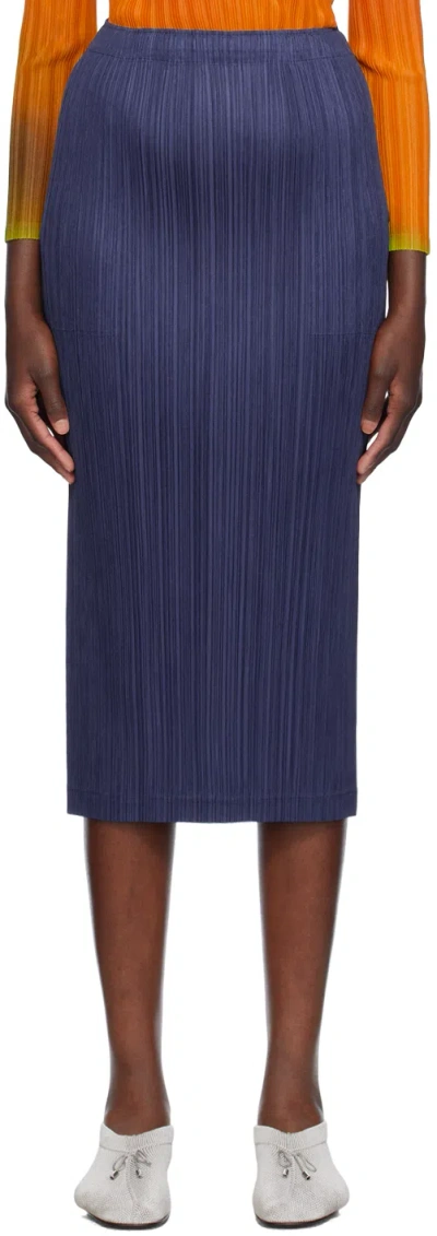 Issey Miyake Navy Thicker Bottoms 1 Midi Skirt In 75 Navy