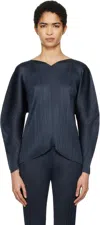 Issey Miyake Navy Wormhole Blouse In 75 Navy