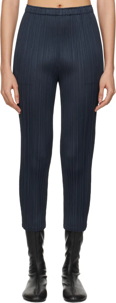 Issey Miyake Navy Wormhole Trousers In 75 Navy
