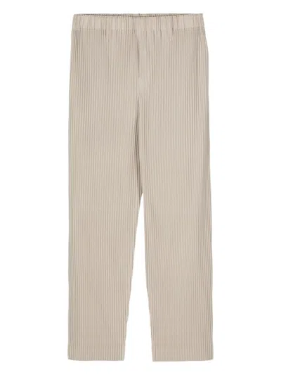 Issey Miyake Neutral Color Pleats Straight Trousers In Neutrals