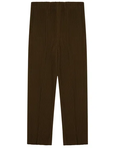 Issey Miyake Neutrals Cropped Pleated Straight-leg Pants In Black