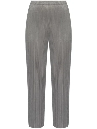 Issey Miyake Pleated Straight-leg Trousers In Grey