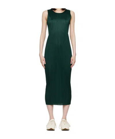 Issey Miyake Monthly Colors Plissé Midi Dress In Black