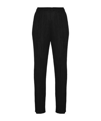 Issey Miyake Hatching Pleats Trousers In Black