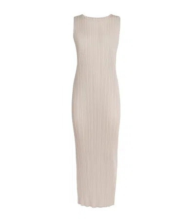 Issey Miyake New Colorful Basics Maxi Dress In Beige