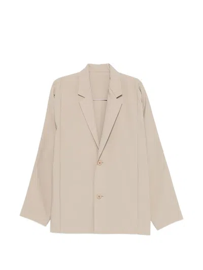 Issey Miyake Notched-lapel Single-breasted Relaxed-fit Blazer In Neutral