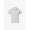Issey Miyake Ns Lt.gray Basics Pleated Knitted Polo Top In White